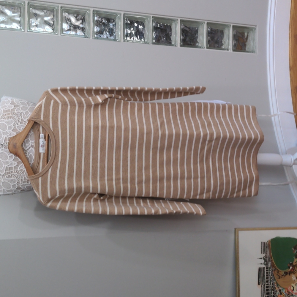 Vineyard Vines Tan & White Stripe Long Sleeve Sweater Dress XS